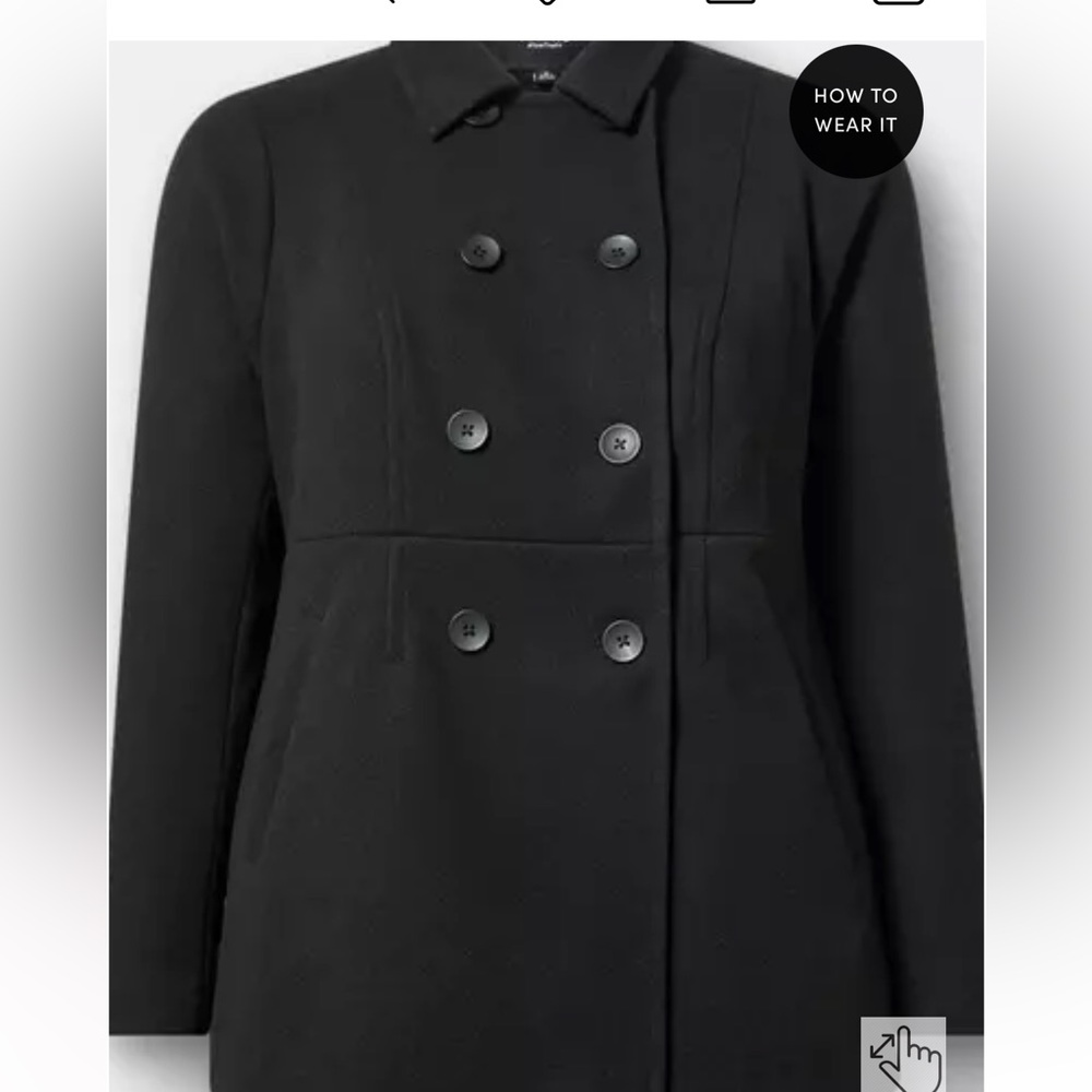 Brand new Torrid women’s Cozy Double Breasted Peacoat- black, size 1